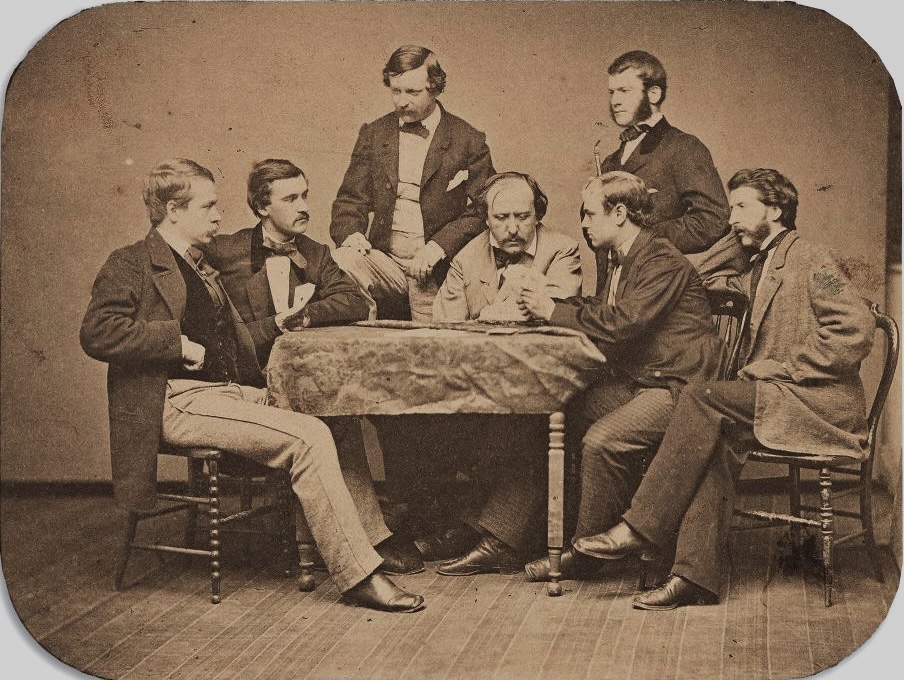 Rintoul & Rockwood - Artists' group portrait playing cards, possibly with Winslow Homer, George Henry Boughton, Edward Lamson Henry, and Alfred Cornelius Howland, plus others.